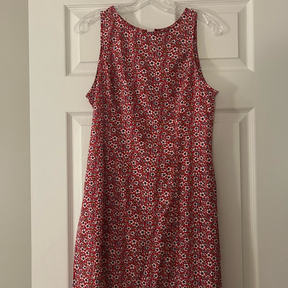 Floral Sleeveless Red Dress